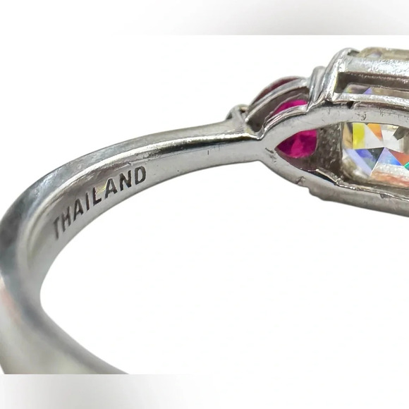 Vintage Strontium Titanate / Mahaleo Ruby Sterling Silver Jewelry Set - Picture 8 of 10